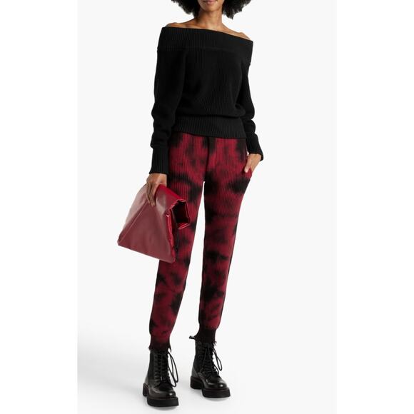 NEW Ser.O.Ya Ida Knit Distressed Red Tie-Dye Drawstring Jogger Track Pants - Picture 1 of 11